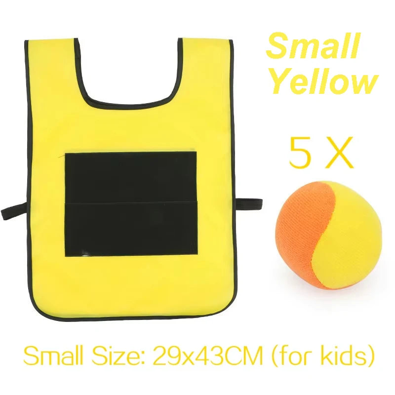 Sticky Dodge Ball Game Vest Outdoor Sports Toy Jersey Fabric Props Throw Catch Soft Fleece Balls Safe for Kids Teens Adults Quick Pick Grocers